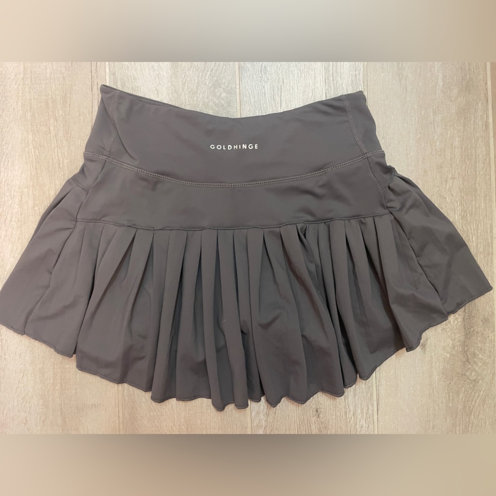Goldhinge Women's Charcoal Pleated Skort